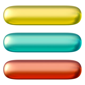 Set of round rectangle shape buttons in 3d render