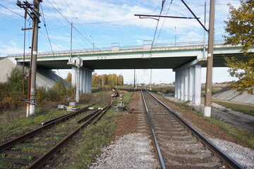 Fototapeta na wymiar autumn abandoned railway