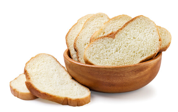 Sliced bread in a wooden plate on a white background. isolated