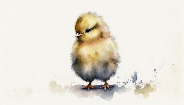  a watercolor painting of a small bird on a white background.  generative ai
