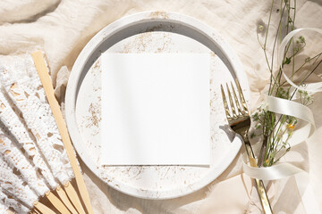 5x5 table card mockup with cutlery 
