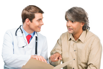 Portrait of a Young Doctor Talking with Mature Patient