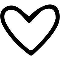 Simple linear heart icon in doodle style