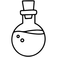 Magic Potion bottle, Medical laboratory Test tube with Stopper, Simple linear black icon