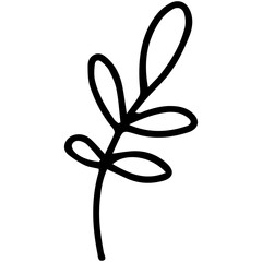 Simple linear leaves on a branch icon in the doodle style