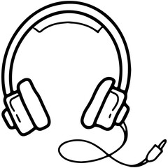 Full-size headphones linear icon in Doodle sketch style