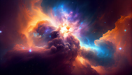 Obraz na płótnie Canvas Cosmic Beauty, Interstellar Clouds and Starry Nebula in Deep Space. Generative AI