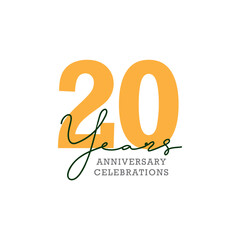 20 years anniversary. Anniversary template design concept with golden number , design for event, invitation card, greeting card, banner, poster, flyer, book cover and print. Vector Eps10