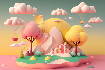 illustration earth day cute style landscape green, for book cover, wallpaper earh day, presentation, community green earth