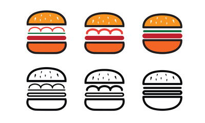 Set of different burger vector icons 