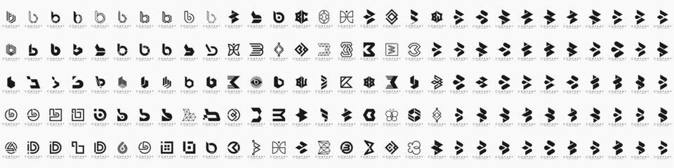 abstract letter B logo icon set. design for business of luxury, elegant, simple.