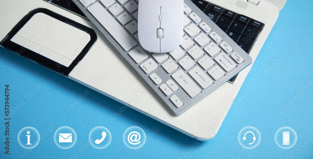 Canvas Prints computer with a contact symbols. internet. communication
