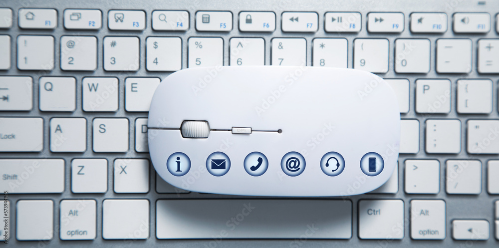 Canvas Prints computer with a contact symbols. internet. communication