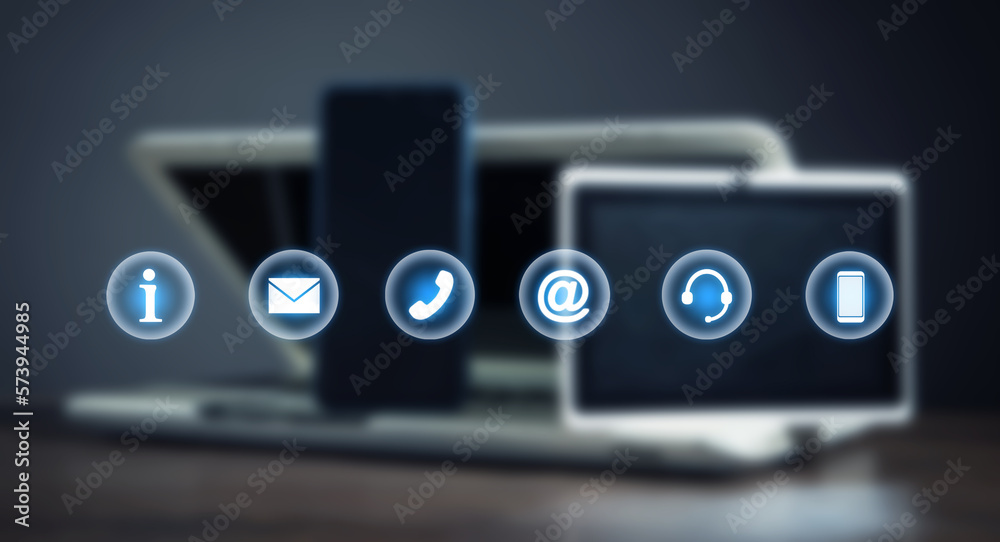 Canvas Prints computer with a contact symbols. internet. communication