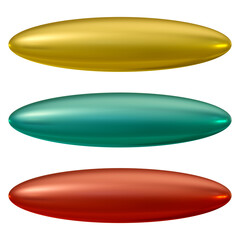 Set of oval shape buttons in 3d render