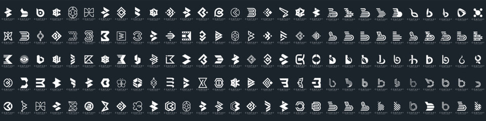 abstract letter B logo icon set. design for business of luxury, elegant, simple.