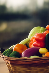 Basket full of vegetables.  Created with generative AI.