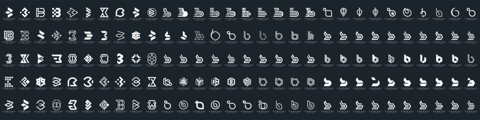 abstract letter B logo icon set. design for business of luxury, elegant, simple.
