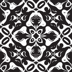 Centered on a monochrome background, this ornamental pattern features a symmetric weave framed by a delicate tile element. The elegant design, reminiscent of classic ceramic art, is brought to life