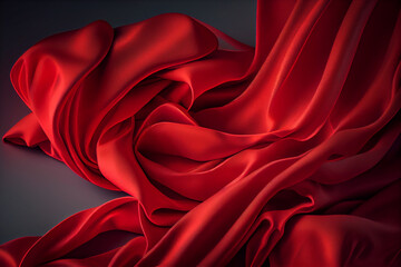 Obraz premium Red silk satin fabric. Generative AI