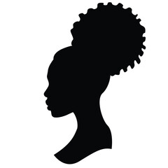 African american woman with afro hair style icone. Vector icon for beauty industry. 