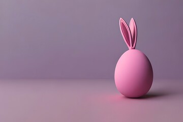 Creative easter egg with rabbit ears on pastel pink background. Minimal concept. 3d rendering. Generative AI