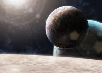 Planets in Space SciFi Digital Art
