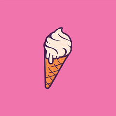 Ice Cream Illustration Logo Template with Simple Vector Concept.