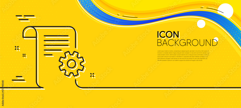 Poster technical documentation line icon. abstract yellow background. instruction sign. minimal technical d