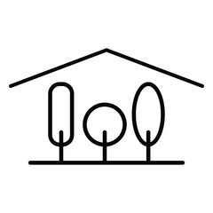 Hand drawn house and trees icon design. Flat icon. Luxury real estate icon.