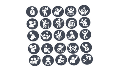  Music and Dance Icons vector design