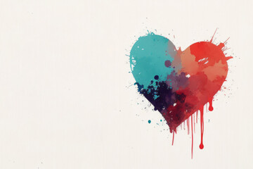 Fototapeta na wymiar Watercolor Heart design card, Valentine Card, Generative AI