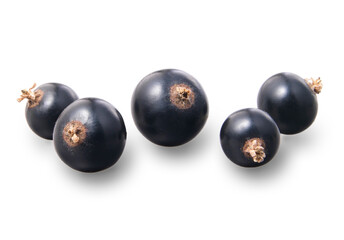 Fünf Johannisbeeren auf weiss als Freisteller