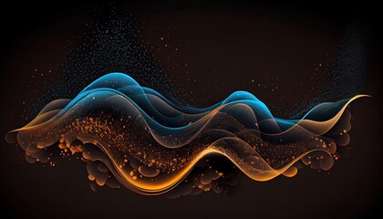 Digital flowing wave particles abstract background, vector smoke effect design. Generative AI.