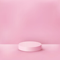 Cylinder podium on pink background for Product presentation, mockup, show product, and stage. Vector Illustration Gradient Mesh Fill