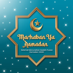 indonesian language ramadan kareem social media post design ready to post blue