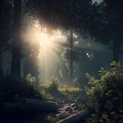 Obraz na płótnie Canvas Beautiful Forest at the morning. Generative AI