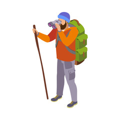 Hiker With Binocular Composition
