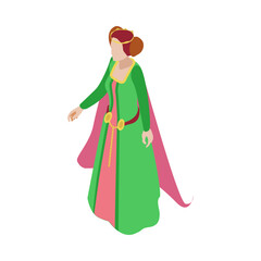 Isometric Medieval Lady Composition