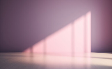 Empty light pink wall with beautiful chiaroscuro. Elegant minimalist background for product presentation.