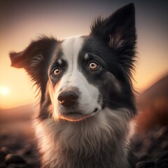 Fototapeta premium Border Collie posing in the fantasy wilderness. Dog portrait.