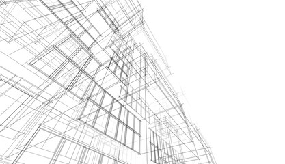 Architecture building 3d rendering