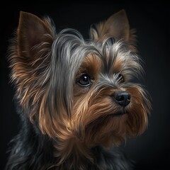 Yorkshire Terrier posing in the fantasy wilderness. Dog portrait.