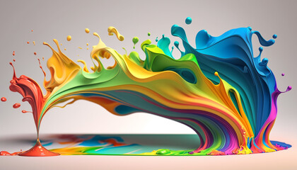Fototapeta na wymiar Colorful paint splash in the ground. Rainbow colors element design. Generative AI.
