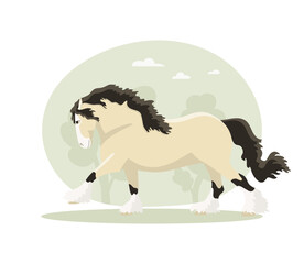 Galloping Tinker stallion, vector illustration
