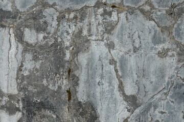 Close-up of a concrete wall with cracks. Badly fixed building facade