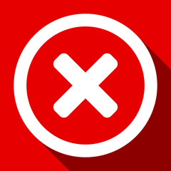 Obraz premium Red No or Rejected or Declined Sign with X Cross and 3D Shadow Effect Circle in Square Icon. Vector Image.