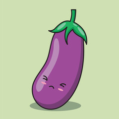vector cute eggplant vegetable character. Vegetable kawaii