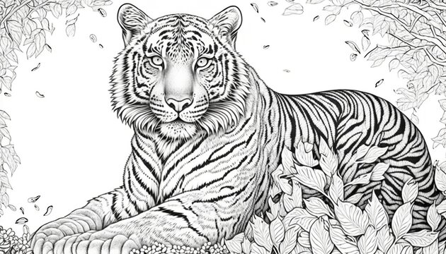 a cute coloring book for children that is still black and white, but waiting for colors and then it will become a wonderful colorful tiris