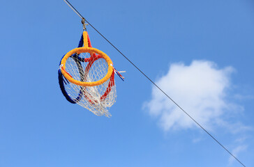 Takraw lod loop with blue sky and white cloud - obrazy, fototapety, plakaty